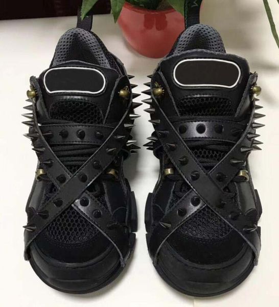 

spikes flashtrek designer sneaker with studs removable spikes mens luxury designer shoes fashion casual designer womens shoes sneakers 11, Black