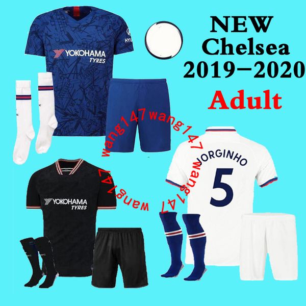 

19 20 kits + sock soccer jerseys 2019 2020 morata hazard giroud david luiz jersey football shirt bakayoko rudiger willian maillot, Black