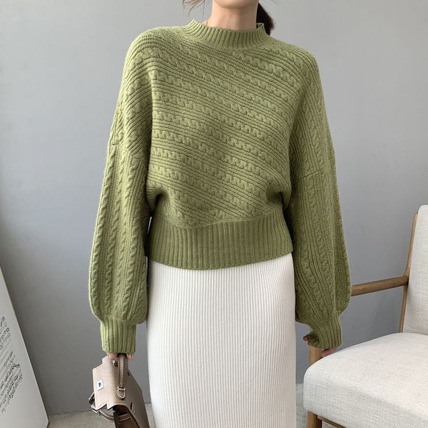 

2019 women sweater and pullovers vintage knitted stand collar batwing sleeve women sweater thick pullovers pull femme tricot, White;black