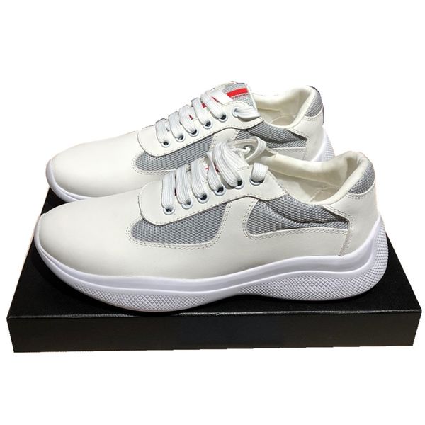 

2020 men fashion casual shoes america's cup designer sneakers patent leather and nylon luxury sneakers mens shoe 12121, Black