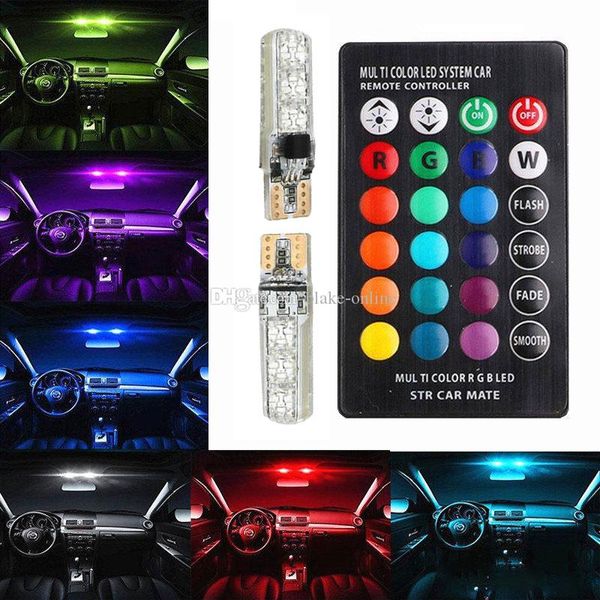 T10 W5W LED RGB Auto Atmosphäre Licht 5050 Lampen mit Fernbedienung Innenbeleuchtung Auto Styling 12V InteriorExternal Lichter