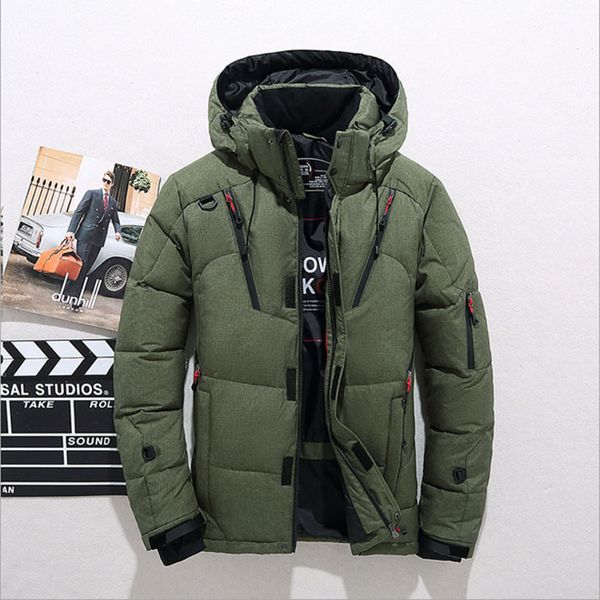 

2019 winter duck down jacket men new fashion fur collar jacket men thick warm mens white duck down coat jaqueta masculina, Black