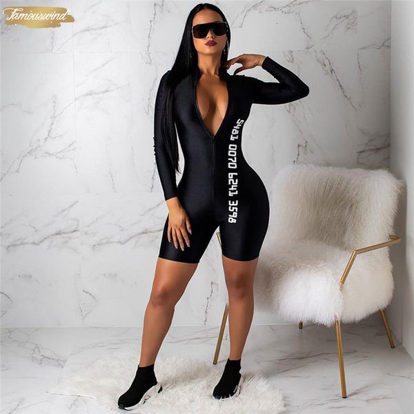 

black bodycon jumpsuit shorts for women long sleeve fitness rompers womens jumpsuit female streetwear playsuit women, Black;white