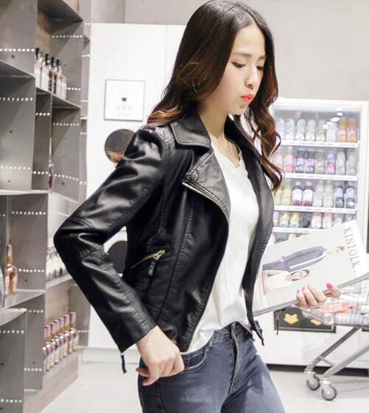 

women spring and autumn fashion korean version business english new style boutique show thin pu motorcycle leather coat / s-3xl, Black
