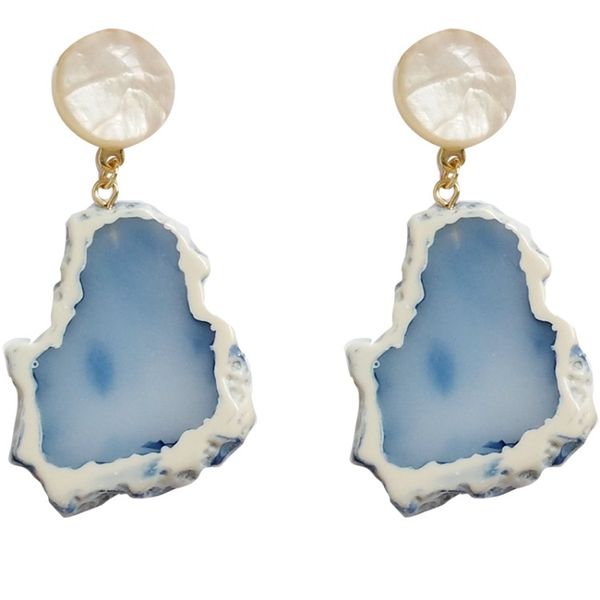

fashion creative geometric irregular marble pattern resin stone earring acrylic drop earring for women fashion jewelry gift wholesale, Silver