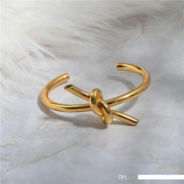 

new fashion bracelet bangles yellow gold plated knot bracelets bangles for girls women for party wedding nice gift, Golden;silver
