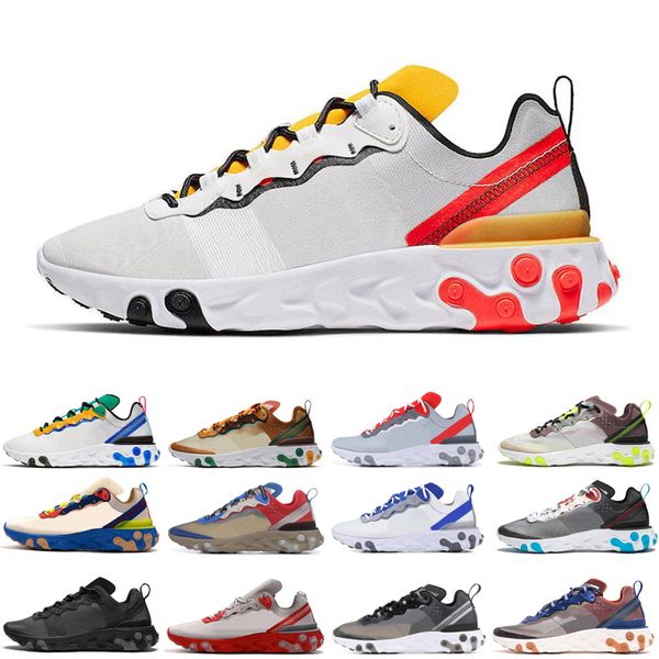 

nike 2020 новый react element 55 87 выведенные кроссовки мужчины женщины тройной черный белый тур желтый зеленый выведенные мужские кроссовк