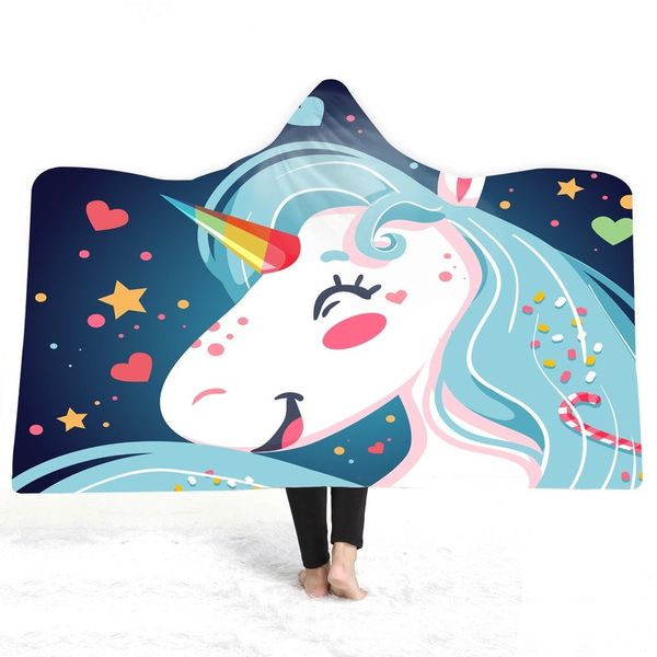

new unicorn series hooded blanket for kids cute cartoon animal blanket thick warm flannel magic cloak single large shawl