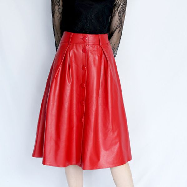 

2020 женщины весна подлинная натуральная овечья кожа юбка e4, Black