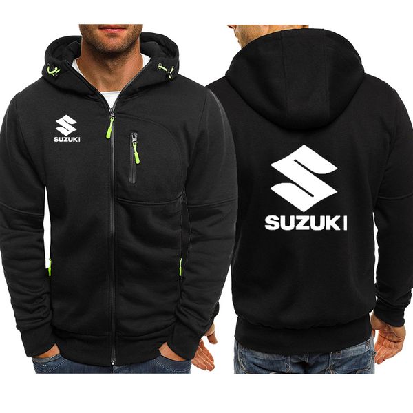 

men women suzuki car logo hoodies print casual harajuku long sleeve hooded male female sweatshirts zipper jacket hoody clothing, Black