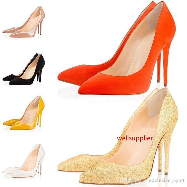 

shoes designer sneakers high heels red bottoms heels 8 10 12cm leather point toe pumps rubber dress shoes size 36-42