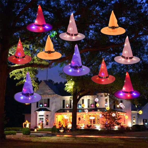 

halloween witch glowing hat led light witch pointed hat party cosplay headdress ornaments festival decoration party supplies