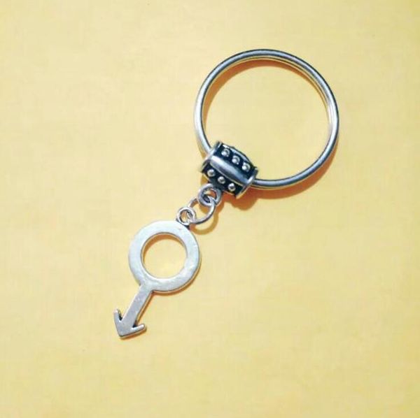 

male gender symbol keychain key chain symbol charms keys key ring handbag car ornament accessories, Silver