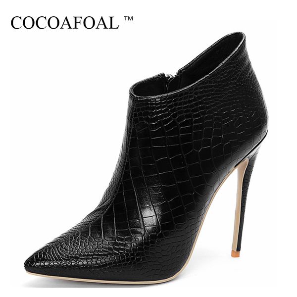 

cocoafoal winter woman single shoes real learn women laarzen lace up black white plus size 43 real learn shoes