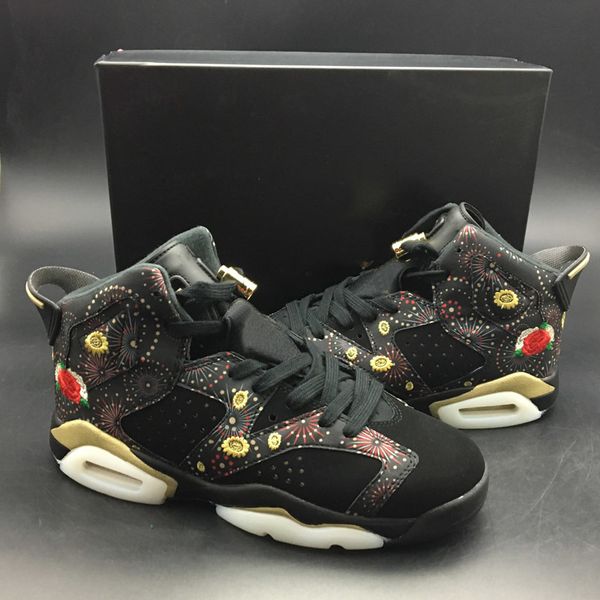 

cny china year basketball shoes 6 6s womens black 3m reflective outdoor sports sneakers comfortable firework design shoes high quality