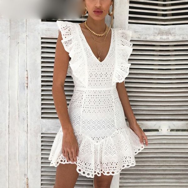 

женщина одежда женская платье элегантный v шеи рябить хлопка белых женщин платье высокой талией платья лета винтажные вскользь короткие плат, Black;gray