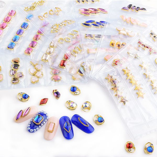 

cyshmily 1pack alloy mixed type nail rhinestones stones colorful glass 3d zircon diy crystal for nails art decorations fake gem, Silver;gold