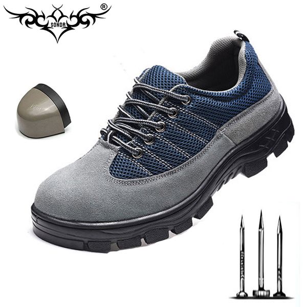 

men steel toe work safety boots anti-smashing anti-slip steel puncture proof construction classical men casual sports shoes 2019, Black