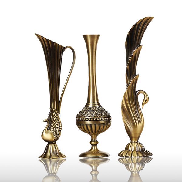 

europe retro peacock vase metal alloy gold/bronze small vases crafts table antique modern home decoration flower bottle/jug