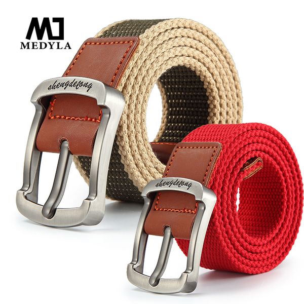 

medyla canvas belt man and women pin buckle strap casual jeans belt student youth waistband outdoor belts, Black;brown