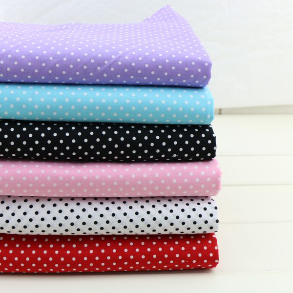 

thin summer baby candy color 100% cotton polka dot plain fabric wide 150cm, Black;white