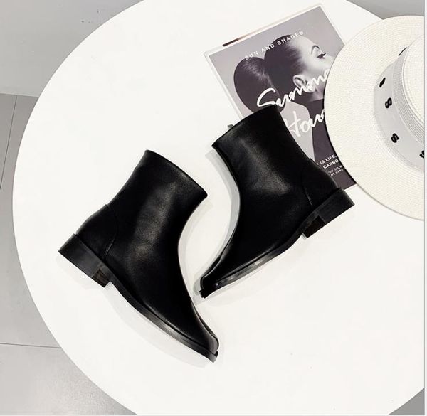 

new martin boots low heel points toe boots, Black