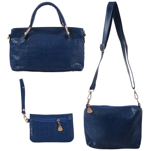 

unique shoulder bag crocodile grain three-pieces mother son messenger bag