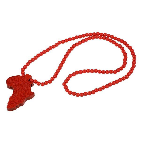 

1pcs hip-hop african map pendant wood bead rosary necklaces red, Silver