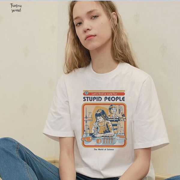 

2019 shirt new harajuku vintage femme women lets a remedy for stupid letters women summer funny ulzzang tumblr tea shirt, White