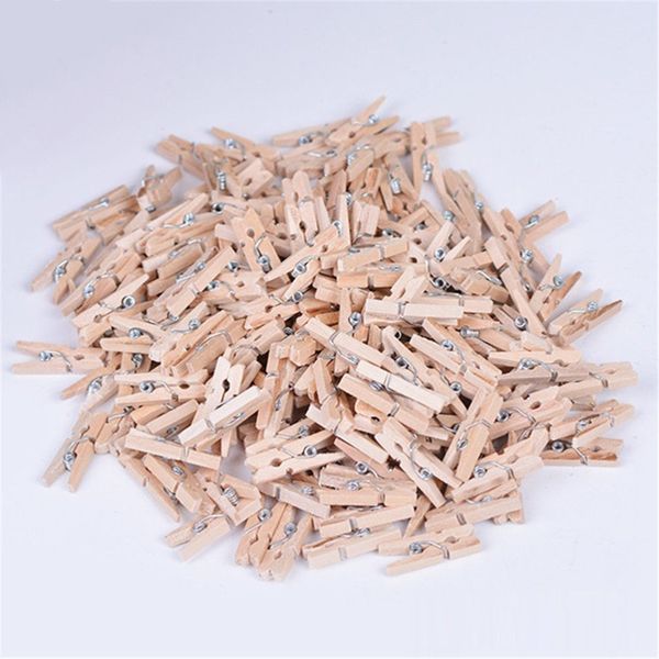 

wholesale 100 pcs mini wooden clothes p paper peg clothespin laundry hangers wedding party natural clip 2.5cm