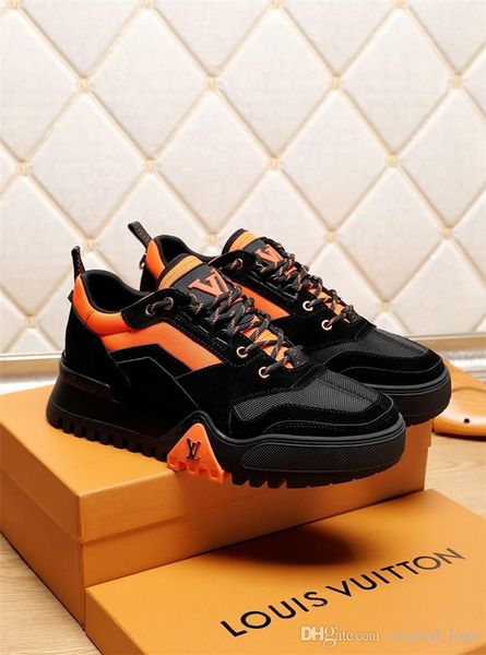 

8 13 loui 13 vuitton 13 gucci 13 luxury men ca ual leather walking port trainer neaker running hoe with box 25, Black