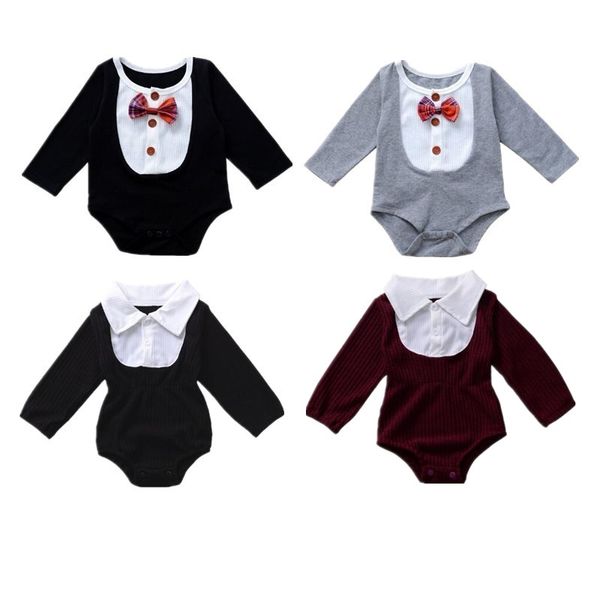

4 Style Newborn Infant Baby Girl Bodysuits Bow Cotton Long Sleeve Cotton Solid Jumpsuits Bodysuit Baby Clothes