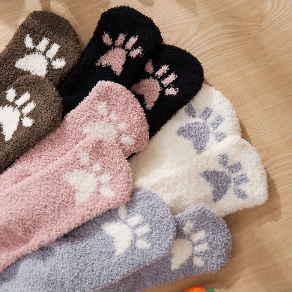 

winter cat cute thick warm sleep floor socks for women girls home indoor eig88