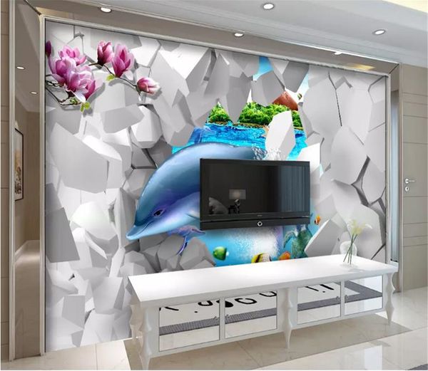 Custom Photo 3d Wallpaper Stylish Modern Underwater World Dolphin Cool 3d Living Room Bedroom Background Wall Decoration Mural Wallpaper Wallpapers On