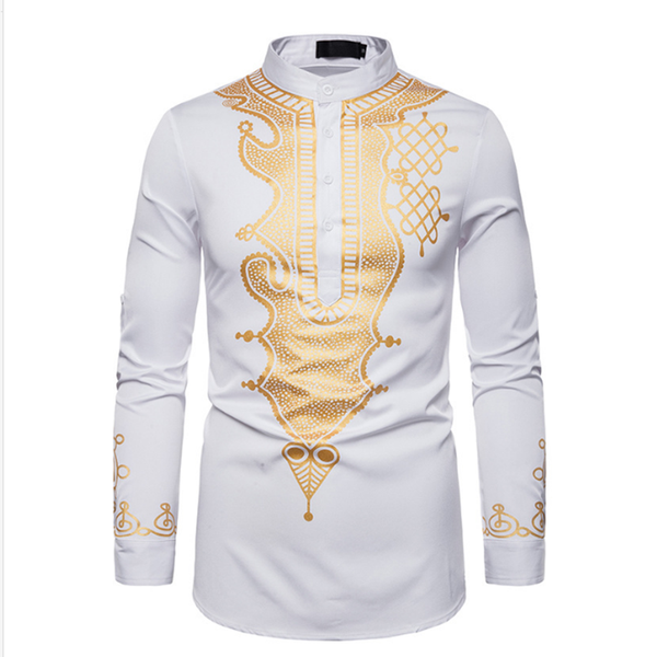 

2019 african dresses for men dashiki rich bazin print long sleeve robes shirt traditional africa dress maxi fashion clothes, White;black