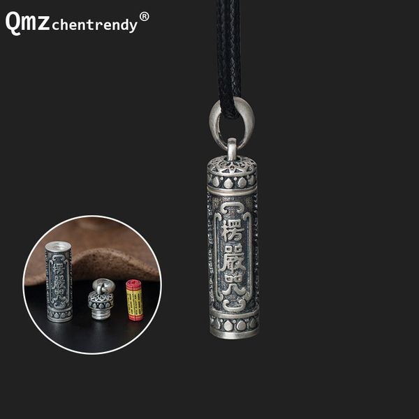 

925 sterling silver tibet buddhism surangama mantra pendants necklaces sanskrit amulet necklaces storage case urn ashes jewelry