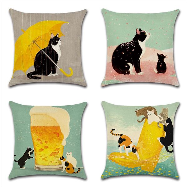

личи cute cat печати наволочка kawaii animal series наволочка домашнего офиса площадь 45x45 см наволочка