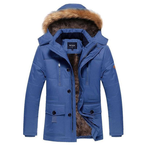 

men's thick jacket, men's wool cap, jacket, hood cap, braid temporary overcoat in winter fashion in, Black
