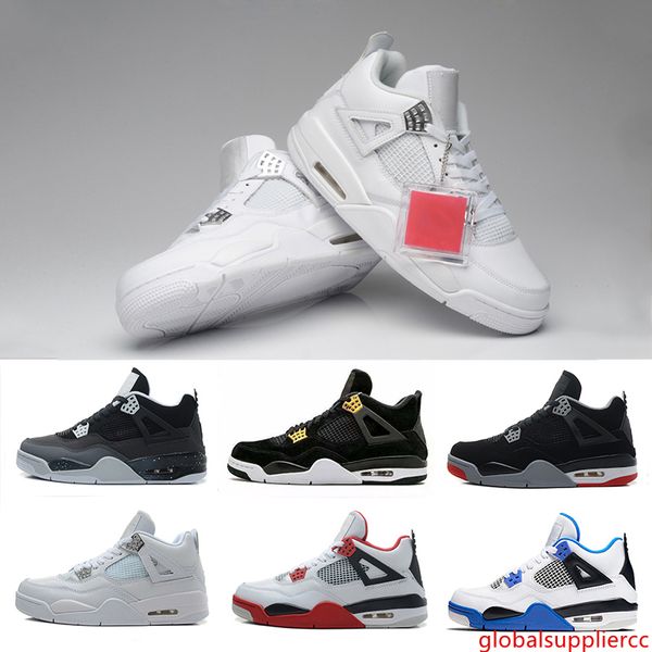 

fire red 4 basketball shoes men 4s pure money royalty white cement premium black bred fire red sports sneakers 8-13