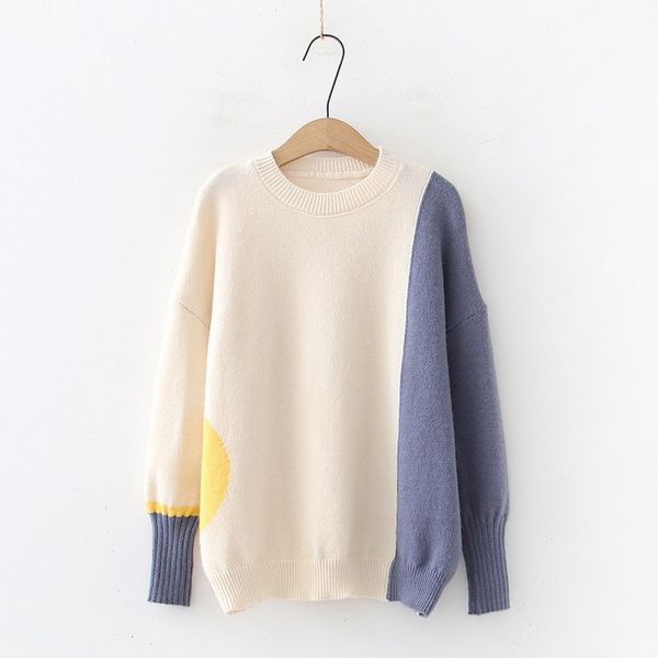 

женская осень зима опрятного стиль хит цвета свитер мода o шея свежее длинный рукав трикотажных пуловеров женского chic сыпучего tops, White;black