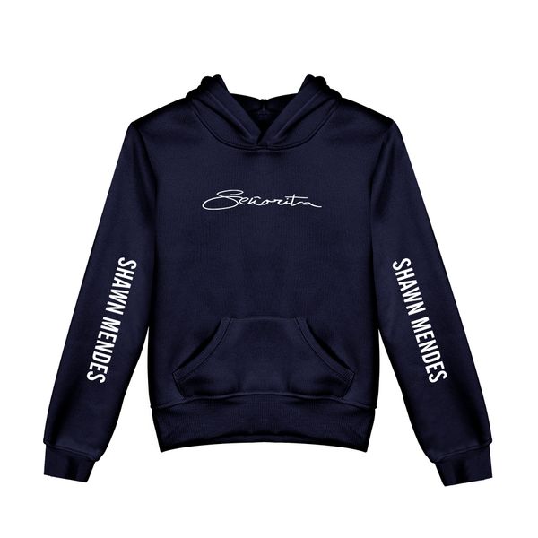 

kids hoodies shawn mendes-senorita print for boys girls hoodies sweatshirt teens outwear children's pullover clothes, Black