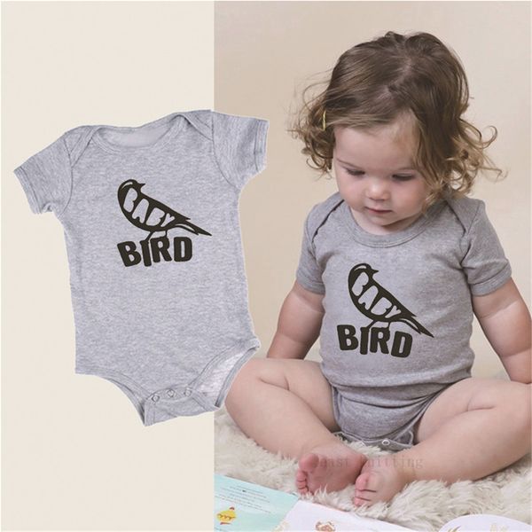 

1pc baby boy girl clothes bodysuit grey cotton short sleeve bird painted summer jumpsuit infant comfortable round neck outfit, Blue
