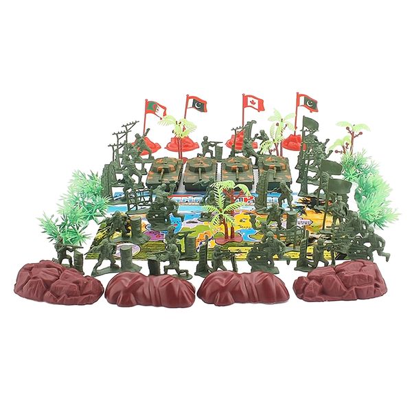 

52pc model playset action figures men soldier set & 4 flags