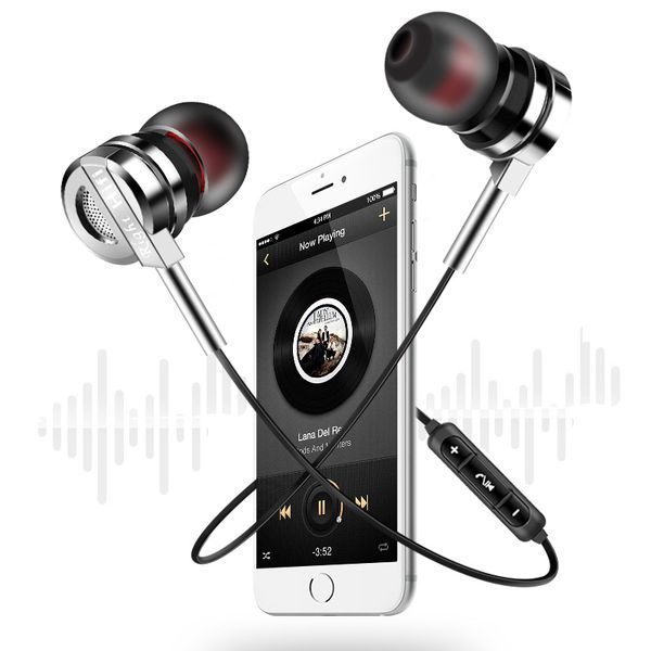 

bluetooth earphone ptm bmd5 neckband headset with mic & remote control wireless headphone for phone metal housing bluetooth v4.2 lowest