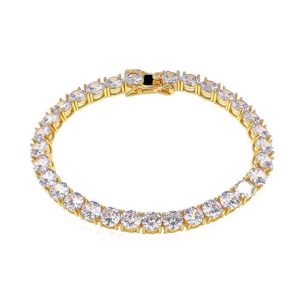 

gold plated 925 sterling silver 6mm 7/8inch round cz tennis link bracelets for men hiphop jewelry gift, Black