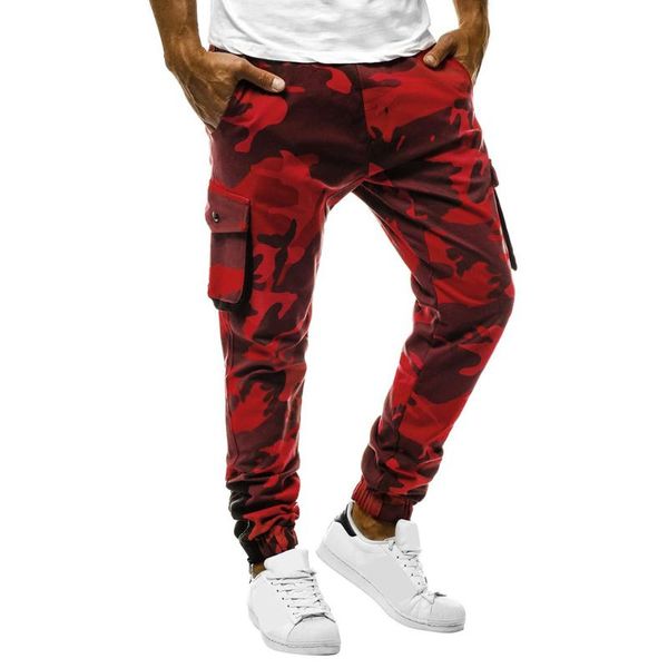 

2020 new men's trousers fit camouflage pocket overalls casual pockets exercise hip hop work casual fashion pants, Black