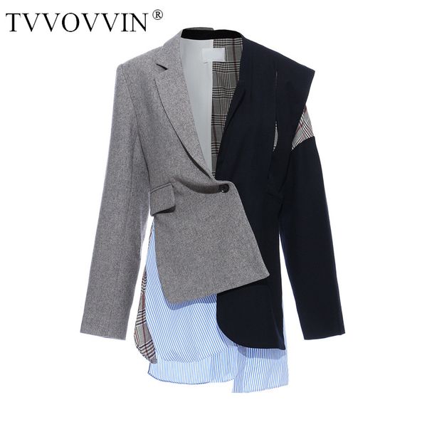 

tvvovvin new fashion womens irregular patchwork personality woman jacket western-style clothes coat female q015, White;black