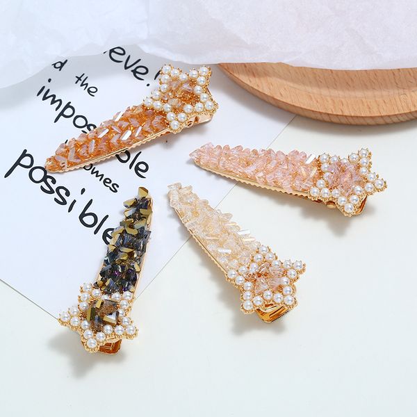 

корейский стиль мода pearl зажим для волос hand-made pearl шпилька фа ши цзи клип девушки челки слово звезда волосы, Silver