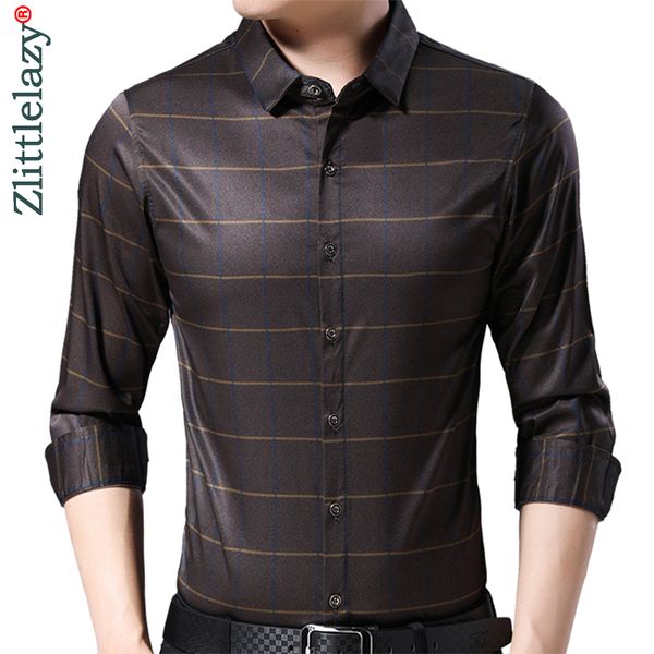 

2019 brand casual luxury striped long sleeve slim fit men shirt streetwear social dress vintage shirts mens fashions jersey 9317, White;black