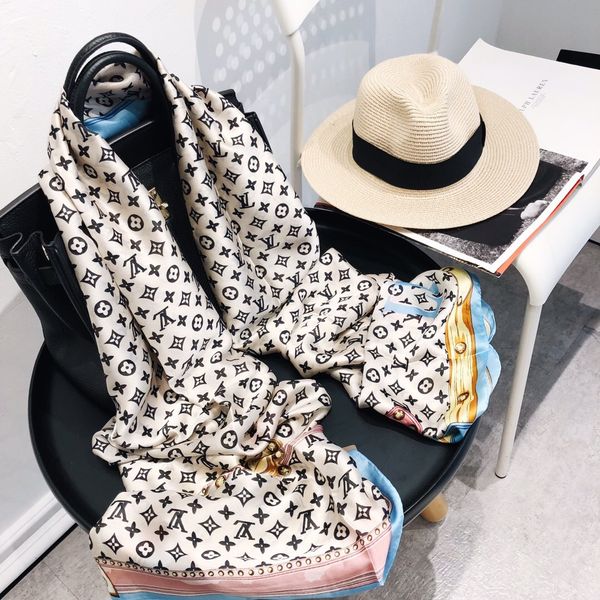 

new style wholesale brand silk women's scarves summer soft thin beach wrap fashion brand shawl 180x90cm, Blue;gray